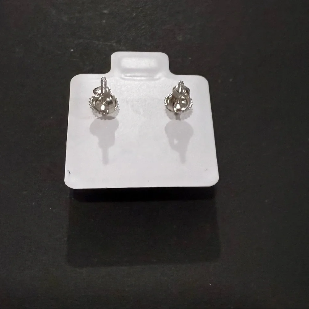 Moissanite Silver Stud Earrings - Picture 4 of 4